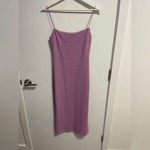 ASTR Square Neck crinkle midi dress in electric pink